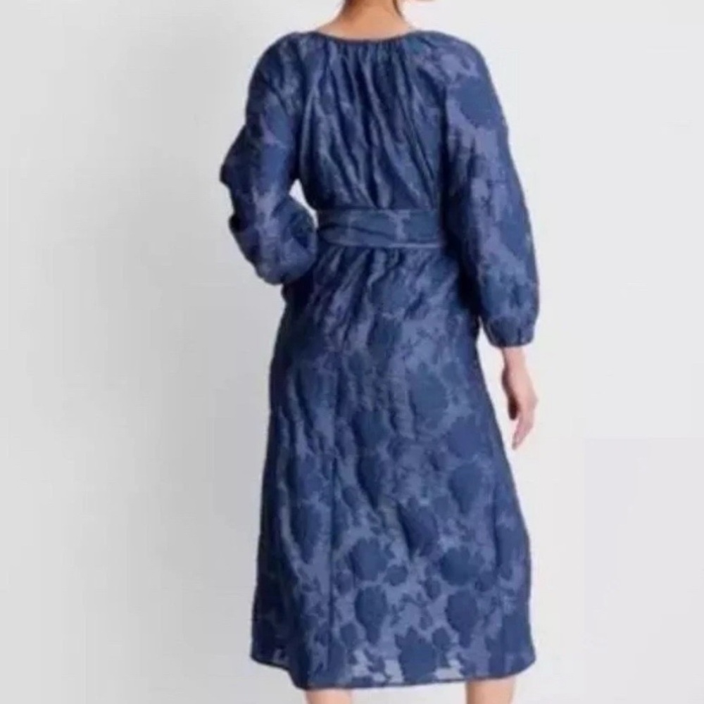 NWT Blue Boho Puff Sleeve Dress with Sash XS - Picture 3 of 11